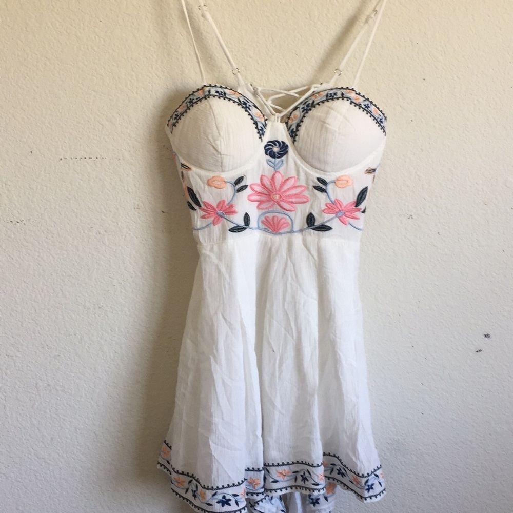 LF boho floral lace back romper